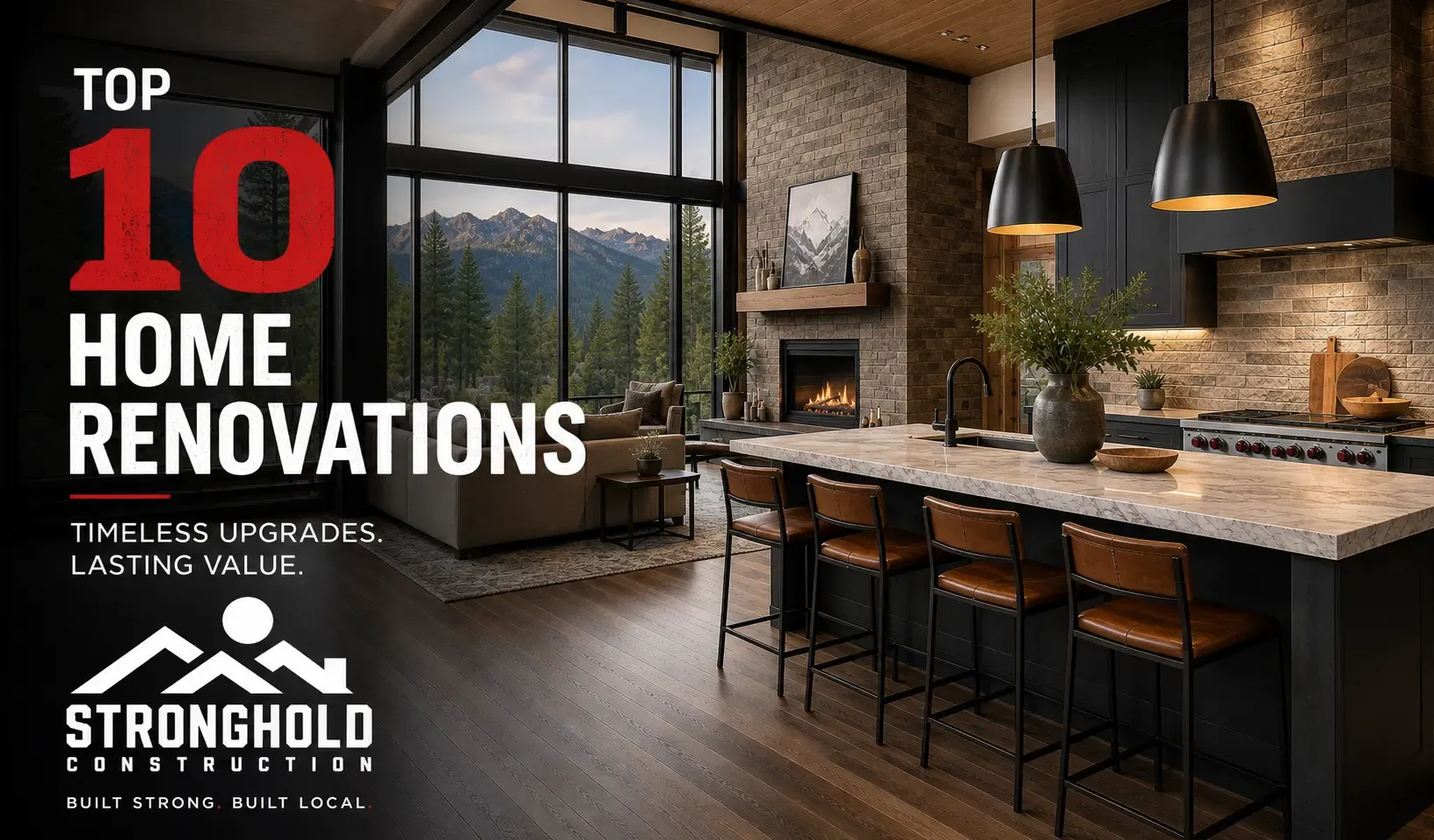 Modern home interior with heated floors, large windows, and open ceiling